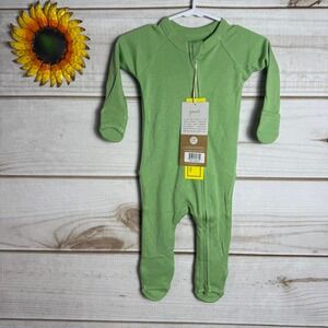 Goumi Kids Organic Grow with You Footed Pajamas Sleepers Green 0-3 Months